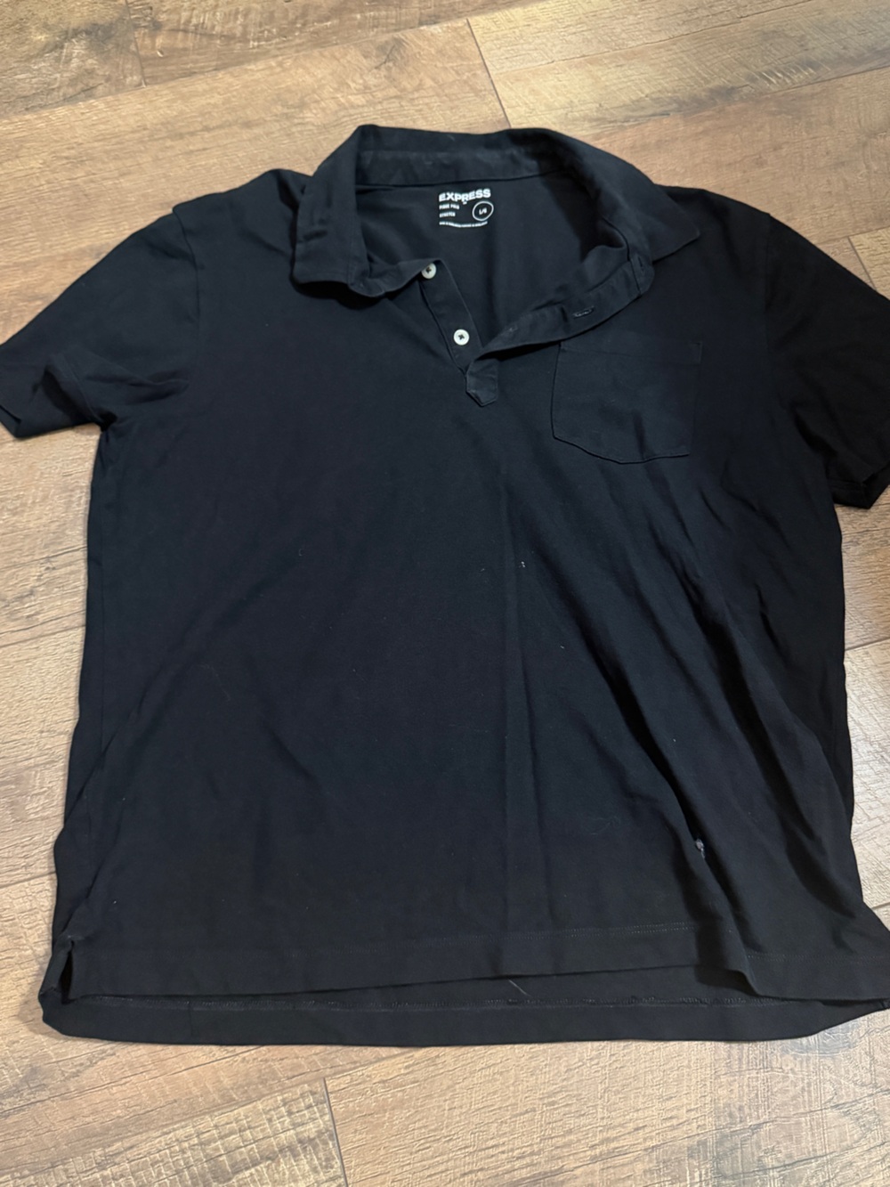 Express Men's Black Polo with Chest Pocket